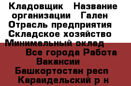 Кладовщик › Название организации ­ Гален › Отрасль предприятия ­ Складское хозяйство › Минимальный оклад ­ 20 000 - Все города Работа » Вакансии   . Башкортостан респ.,Караидельский р-н